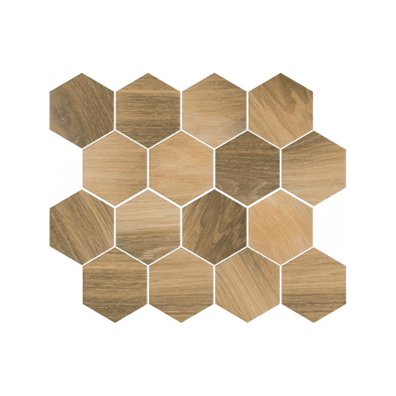 UNIWERSALNA MOZAIKA PRASOWANA WOOD NATURAL MIX HEKSAGON MAT 22X25,5 GAT.1 (P.50421)