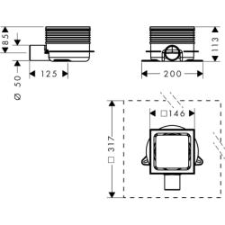 odpływ punktowy 150/150 z regulacją wysokości, ruszt ozdobny Stal Szlachetna Szczotkowana RainDrain Spot Plus HANSGROHE 56225800