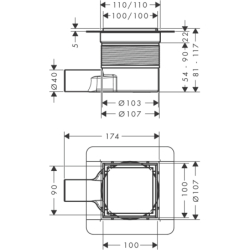 odpływ punktowy 100/100, ruszt ozdobny/do wyłożenia płytkami Stal Szlachetna brushed RainDrain Brilliance HANSGROHE 56250800