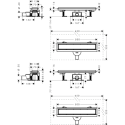 odpływ liniowy 500, ruszt ozdobny/do wyłożenia płytkami, standardowy/niski Czarny Matowy RainDrain Go HANSGROHE 56270670