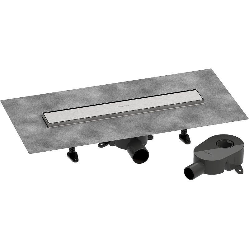 odpływ liniowy 500, ruszt ozdobny/do wyłożenia płytkami, standard/niski Stal Szlachetna brushed RainDrain Go HANSGROHE 56270800