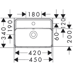 Mała umywalka wisząca 450/340 z otworem na baterię, z przelewem Biały Xanuia Q HANSGROHE 60130450