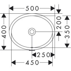 Umywalka podblatowa 450/350 bez otworu na baterię, z przelewem Biały Xuniva D HANSGROHE 60152450