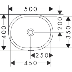 Umywalka podblatowa 450/350 bez otworu na baterię, z przelewem Biały Xuniva U HANSGROHE 60153450