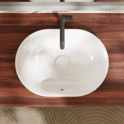 Umywalka wpuszczana w blat 550/400 bez otworu na baterię, z przelewem Biały Xuniva U HANSGROHE 60157450