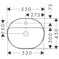 Umywalka wpuszczana w blat 550/450 z otworem na baterię, z przelewem Biały Xuniva U HANSGROHE 60161450