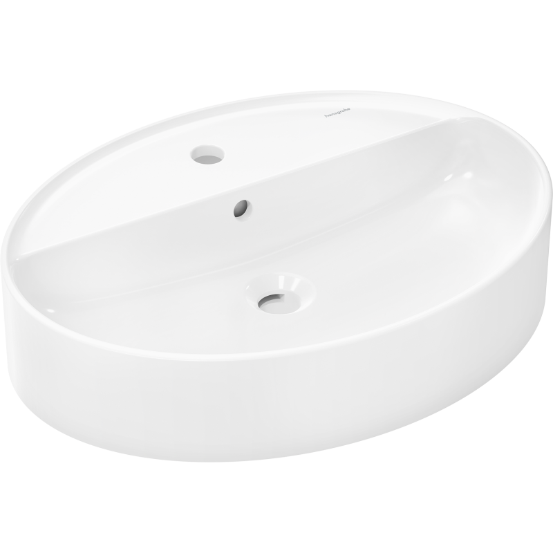 Umywalka nablatowa 600/450 z otworem na baterię, z przelewem Biały Xuniva D HANSGROHE 60170450