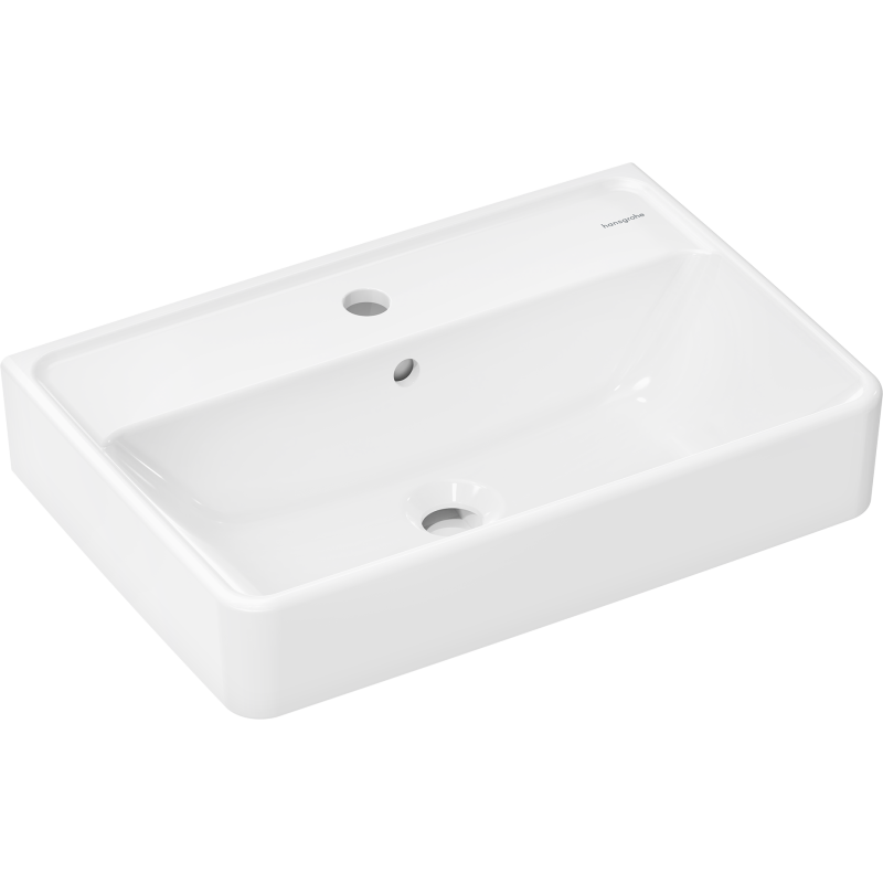 Umywalka wisząca Compact 550/370 z otworem na baterię, z przelewem Biały Xanuia Q HANSGROHE 60209450