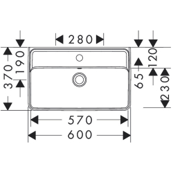 Umywalka wisząca Compact 600/370 z otworem na baterię, z przelewem Biały Xanuia Q HANSGROHE 60213450