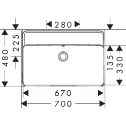 Umywalka wisząca 700/480 bez otworu na baterię, z przelewem Biały Xanuia Q HANSGROHE 60222450
