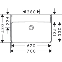 Umywalka wisząca 700/480 bez otworu na baterię, bez przelewu Biały Xanuia Q HANSGROHE 60224450