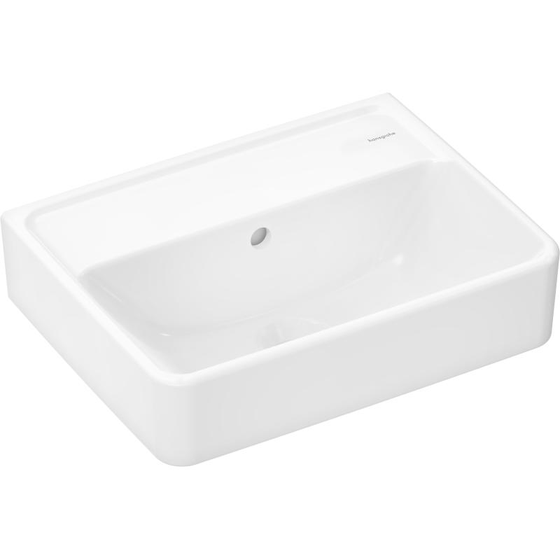 Mała umywalka wisząca 450/340 bez otworu na baterię, z przelewem Biały Xanuia Q HANSGROHE 60229450