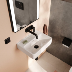Mała umywalka wisząca 450/340 bez otworu na baterię, z przelewem Biały Xanuia Q HANSGROHE 60229450