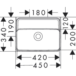 Mała umywalka wisząca 450/340 bez otworu na baterię, bez przelewu Biały Xanuia Q HANSGROHE 60231450