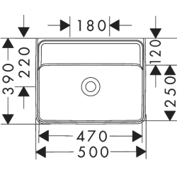 Mała umywalka wisząca 500/390 bez otworu na baterię, bez przelewu Biały Xanuia Q HANSGROHE 60234450
