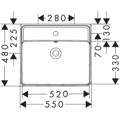 Umywalka wpuszczana w blat 550/480, szlifowana z otworem na baterię, z przelewem Biały Xanuia Q HANSGROHE 60238450