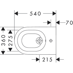 Bidet wiszący 540 z otworem na baterię, z przelewem Biały EluPura Original S HANSGROHE 60281450