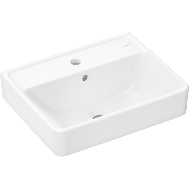 Mała umywalka wisząca 500/390 z otworem na baterię, z przelewem, SmartClean Biały Xanuia Q HANSGROHE 61008450