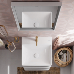 Mała umywalka wisząca 500/480 z otworem na baterię, bez przelewu, SmartClean Biały Xelu Q HANSGROHE 61012450