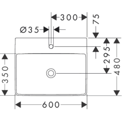 Umywalka wpuszczana w blat 600/480, szlifowana z otworem na baterię, bez przelewu, SmartClean Biały Xelu Q HANSGROHE 61018450