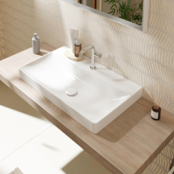 Umywalka wpuszczana w blat 800/480, szlifowana z otworem na baterię, bez przelewu, SmartClean Biały Xelu Q HANSGROHE 61022450