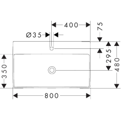 Umywalka wpuszczana w blat 800/480, szlifowana z otworem na baterię, bez przelewu, SmartClean Biały Xelu Q HANSGROHE 61022450