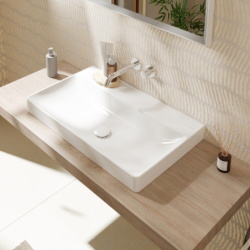 Umywalka wpuszczana w blat 800/480, szlifowana bez otworu na baterię, bez przelewu, SmartClean Biały Xelu Q HANSGROHE 61023450