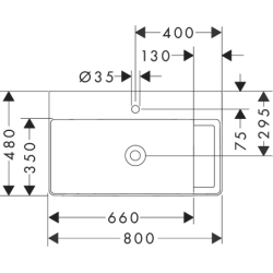 Umyw. wpuszczana z półką 800/480, szlifowana z otworem na baterię, bez przel., SmartClean Biały Xelu Q HANSGROHE 61027450