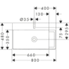 Umyw. wpuszczana z półką 800/480, szlifowana z otworem na baterię, bez przel., SmartClean Biały Xelu Q HANSGROHE 61027450