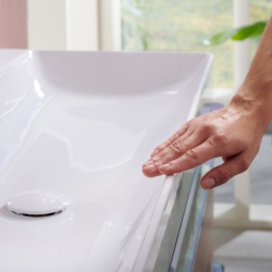 Umywalka wisząca z półką po lewej stronie 800/480 z otworem na baterię, bez przelewu, SmartClean Biały Xelu Q HANSGROHE 61030450