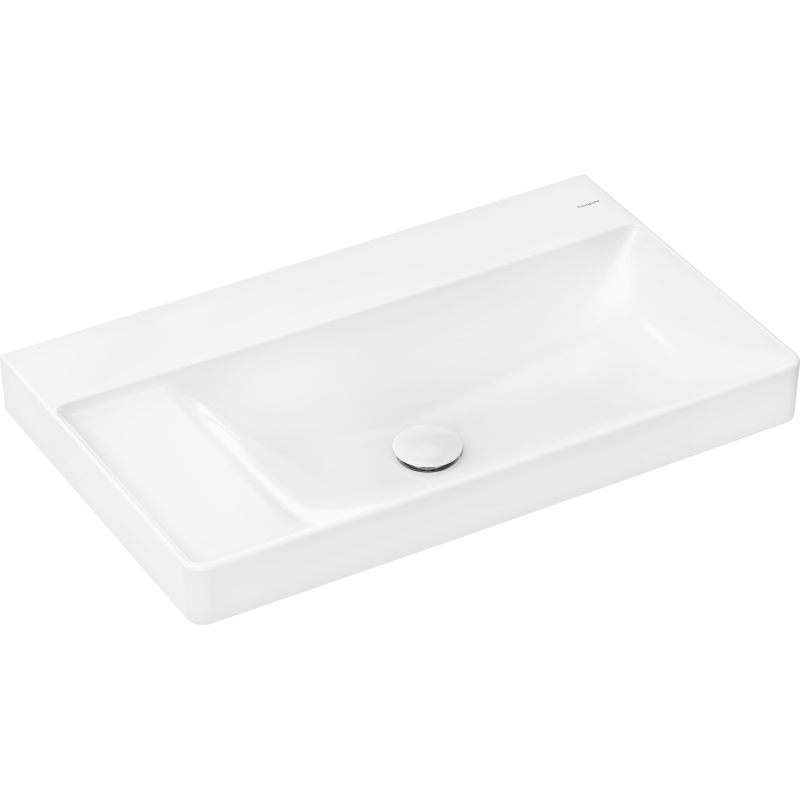 Umyw. wisząca z półką po lewej stronie 800/480 bez otworu na baterię, bez przelewu, SmartClean Biały Xelu Q HANSGROHE 61032450