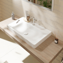 Umyw. wpuszczana z półką 800/480, szlifowana z otworem na baterię, bez przel., SmartClean Biały Xelu Q HANSGROHE 61033450