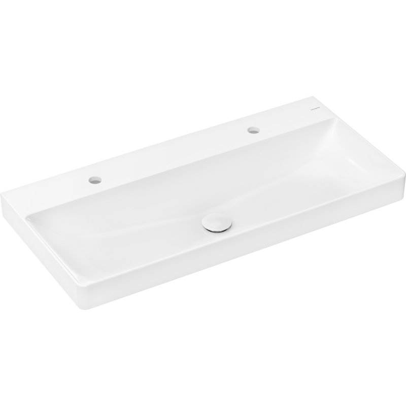 Umywalka wpuszczana 1000/480, szlifowana z 2 otworami na baterie, bez przelewu, SmartClean Biały Xelu Q HANSGROHE 61040450