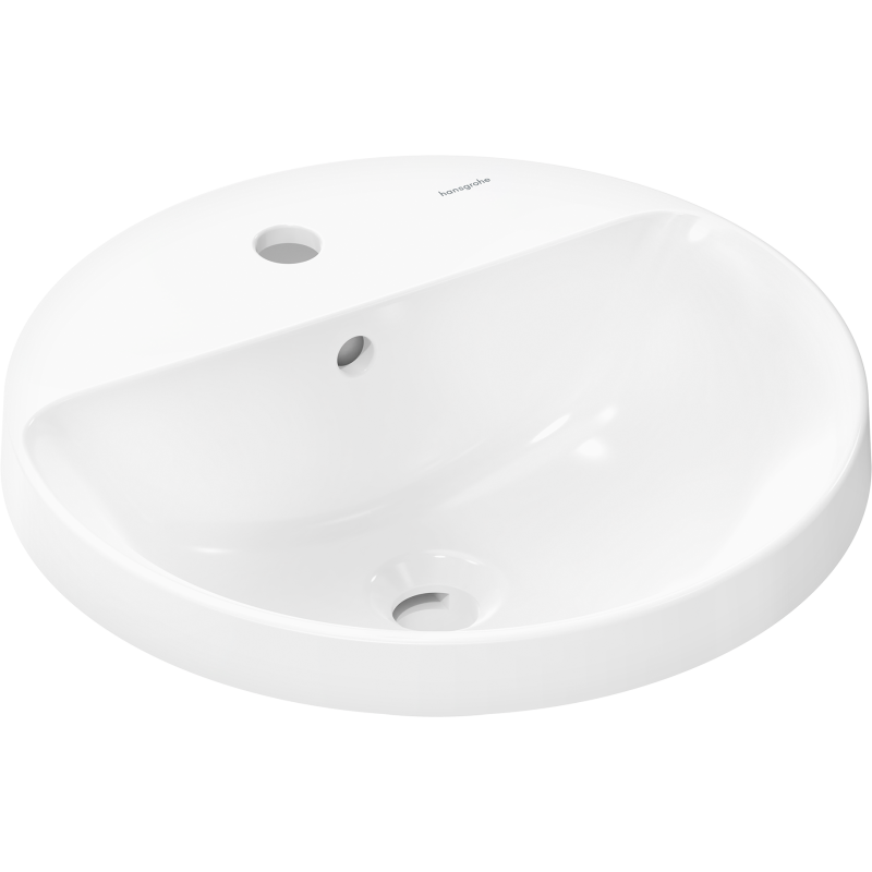 Umywalka wpuszczana w blat 450/450 z otworem na baterię, z przelewem, SmartClean Biały Xuniva S HANSGROHE 61056450