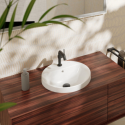 Umywalka wpuszczana w blat 450/450 z otworem na baterię, z przelewem, SmartClean Biały Xuniva S HANSGROHE 61056450