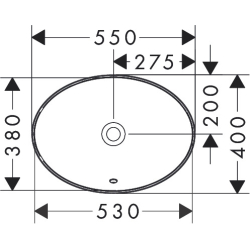 Umywalka wpuszczana w blat 550/400 bez otworu na baterię, z przelewem, SmartClean Biały Xuniva D HANSGROHE 61058450