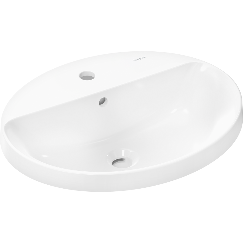 Umywalka wpuszczana w blat 550/450 z otworem na baterię, z przelewem, SmartClean Biały Xuniva D HANSGROHE 61060450