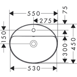 Umywalka wpuszczana w blat 550/450 z otworem na baterię, z przelewem, SmartClean Biały Xuniva D HANSGROHE 61060450