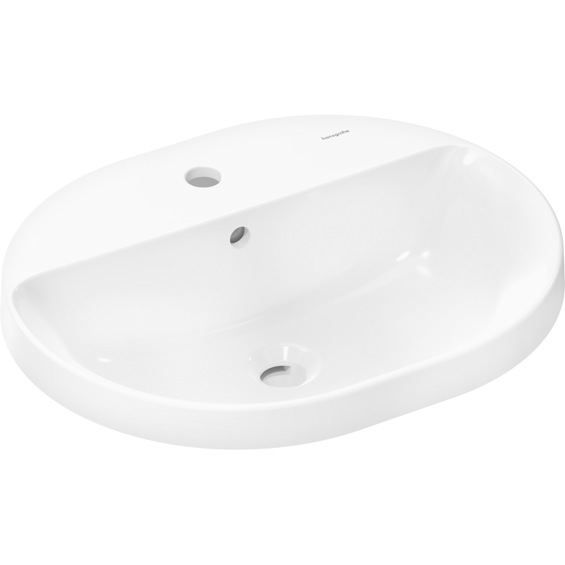 Umywalka wpuszczana w blat 550/450 z otworem na baterię, z przelewem, SmartClean Biały Xuniva U HANSGROHE 61064450