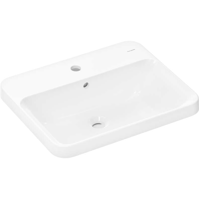 Umywalka wpuszczana w blat 550/450 z otworem na baterię, z przelewem, SmartClean Biały Xuniva Q HANSGROHE 61068450