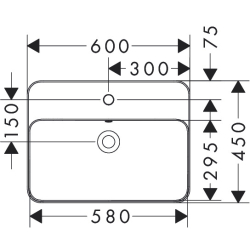 Umywalka nablatowa 600/450 z otworem na baterię, z przelewem, SmartClean Biały Xuniva Q HANSGROHE 61082450
