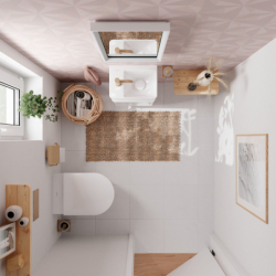 Mała Umyw. wisząca z półką po lewej stronie 360/250 z otworem na baterię, bez przel., SmartClean Biały Xelu Q HANSGROHE 61085450