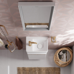 Mała Umyw. wisząca z półką po lewej stronie 360/250 z otworem na baterię, bez przel., SmartClean Biały Xelu Q HANSGROHE 61085450