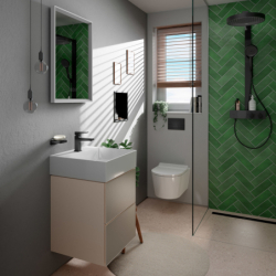 Mała umywalka wisząca 500/480 z otworem na baterię, bez przelewu, SmartClean Biały Xevolos E HANSGROHE 61088450