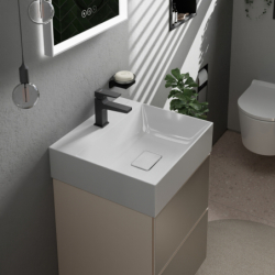 Mała umywalka wisząca 500/480 z otworem na baterię, bez przelewu, SmartClean Biały Xevolos E HANSGROHE 61088450