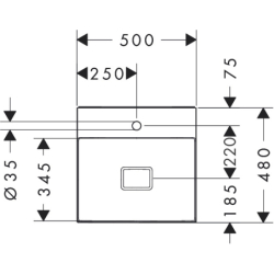 Mała Umywalka wpuszczana 500/480, szlifowana z otworem na baterię, bez przelewu, SmartClean Biały Xevolos E HANSGROHE 61090450