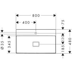 Umywalka wisząca 800/480 z otworem na baterię, bez przelewu, SmartClean Biały Xevolos E HANSGROHE 61096450