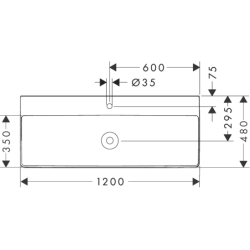 Umywalka wpuszczana w blat 1200/480, szlifowana z otworem na baterię, bez przelewu, SmartClean Biały Xelu Q HANSGROHE 61109450