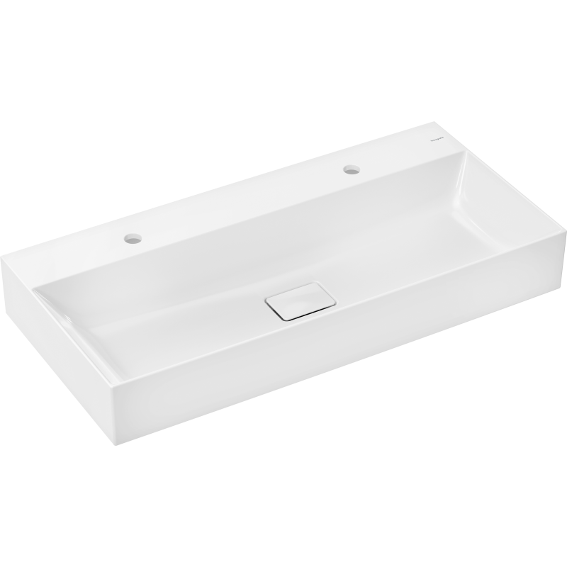 Umywalka wpuszczana 1000/480, szlifowana z 2 otworami na baterie, bez przelewu, SmartClean Biały Xevolos E HANSGROHE 61111450