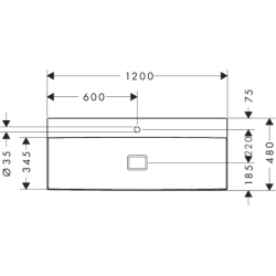 Umywalka wpuszczana 1200/480, szlifowana z otworem na baterię, bez przelewu, SmartClean Biały Xevolos E HANSGROHE 61113450